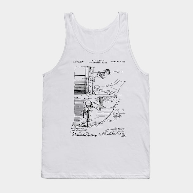 Drum Lovers Gift Idea Patent Print Bass Drum Beat 1914 Tank Top by MadebyDesign